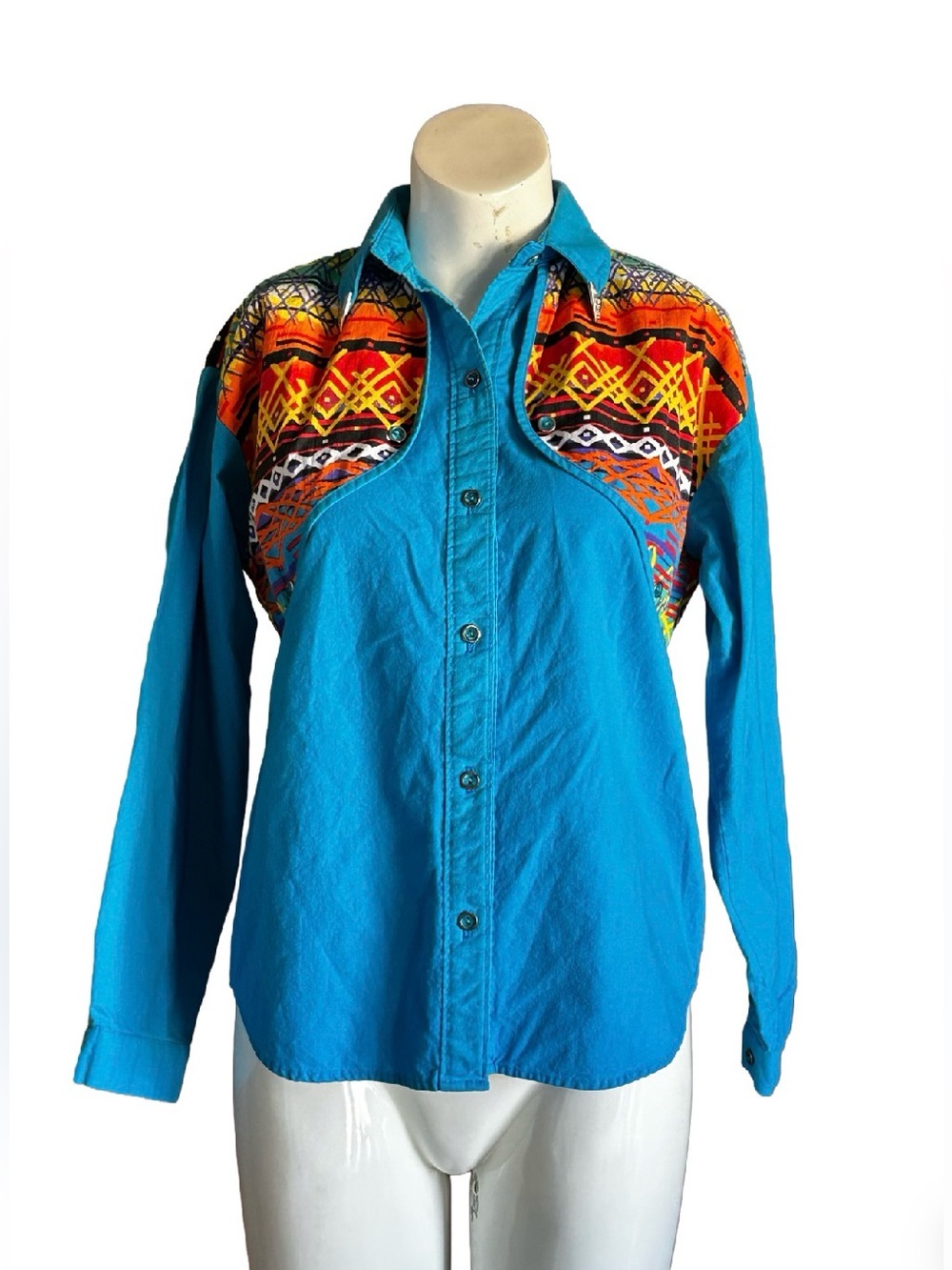 Vintage Sa’sa Colorful Western Shirt Silver-Tip Collar